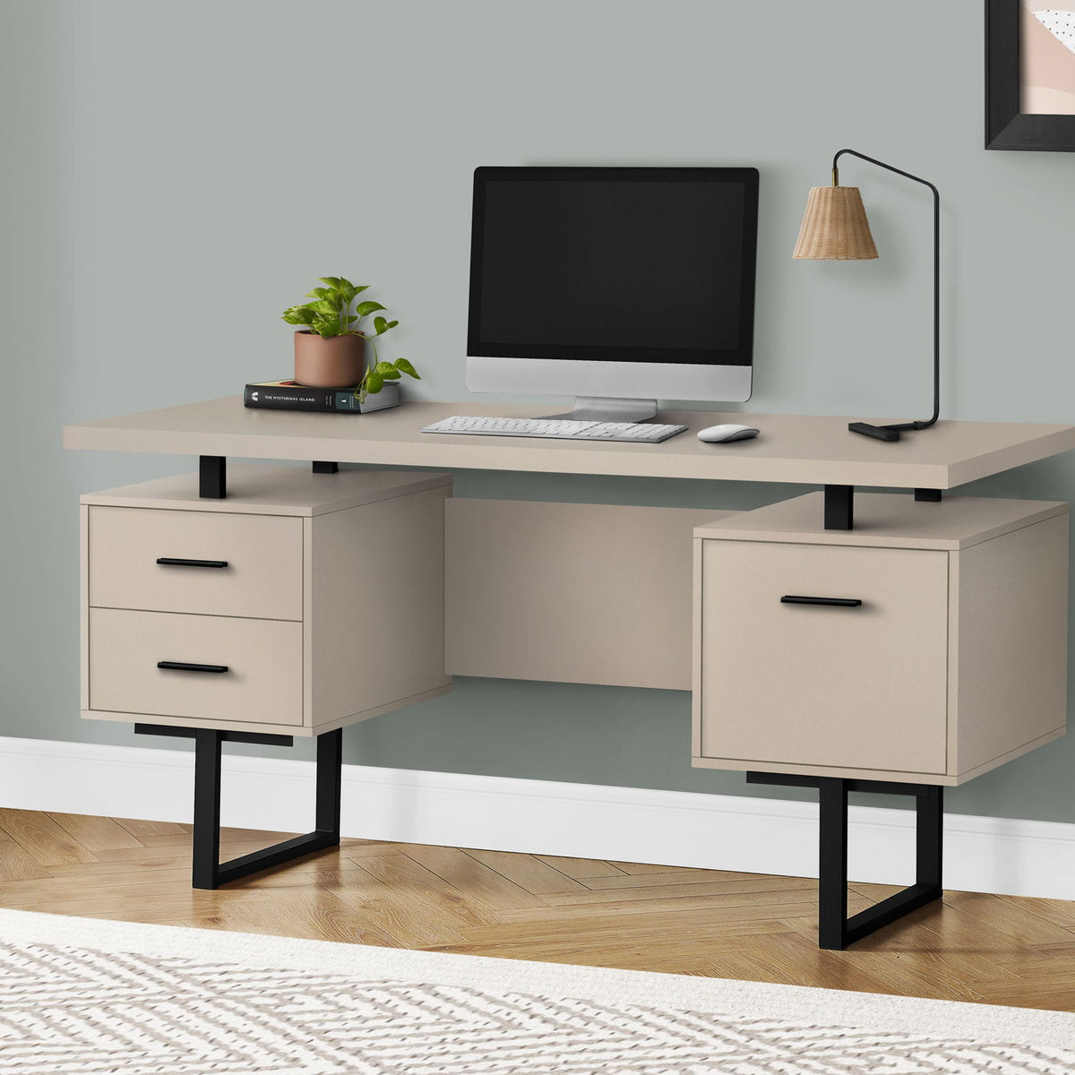 Computer Desk For Home Office, Laptop, Left, Right Set - Up, Storage Drawers, Contemporary & Modern