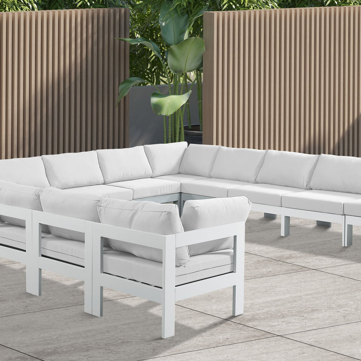 Nizuc - Outdoor Patio 13 Piece Modular Sectional With White Frame