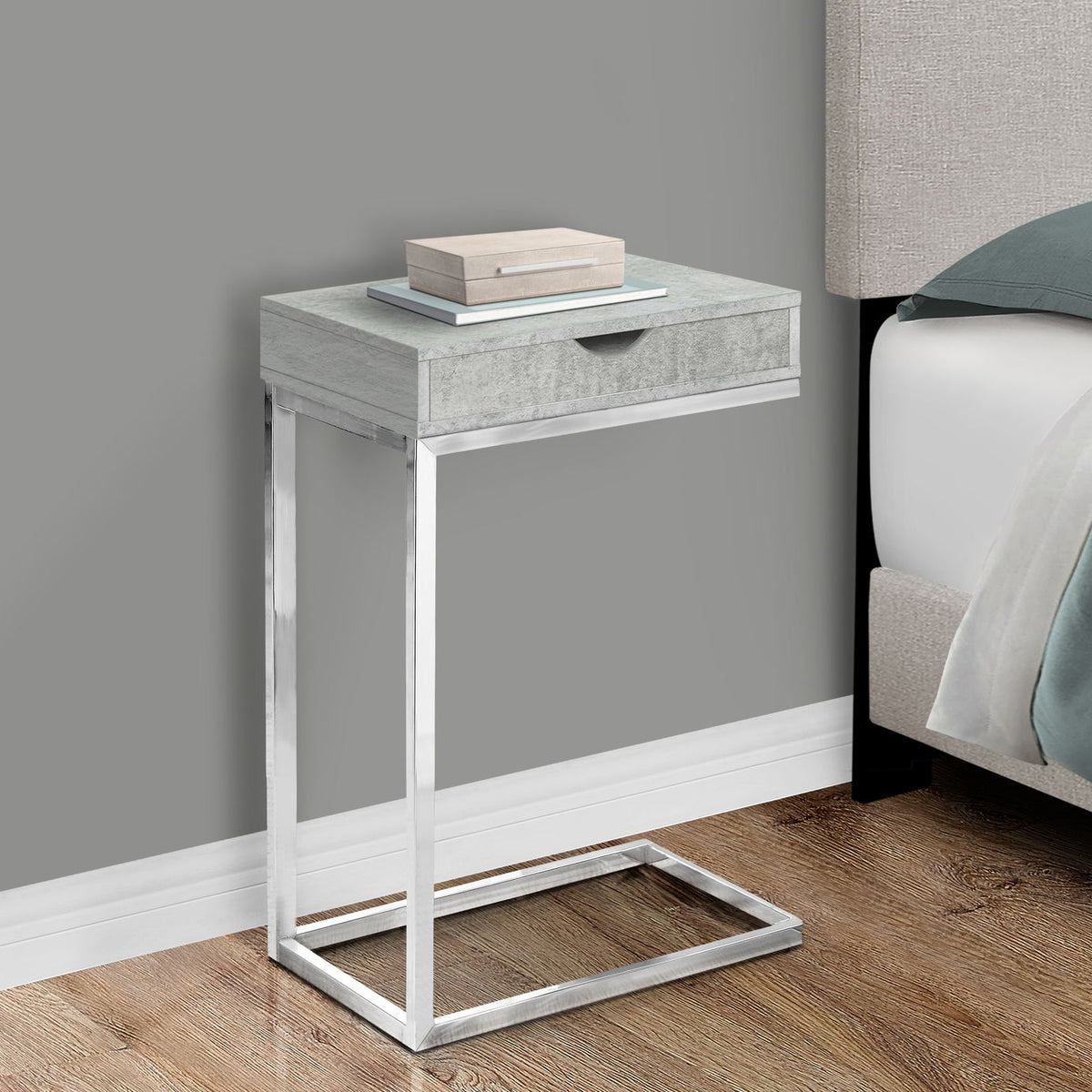 Accent Table, C - Shaped Contemporary Elegant Desig