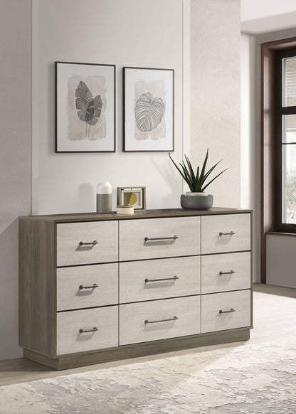 Fenwick - 9-Drawer Dresser - Gray Oak