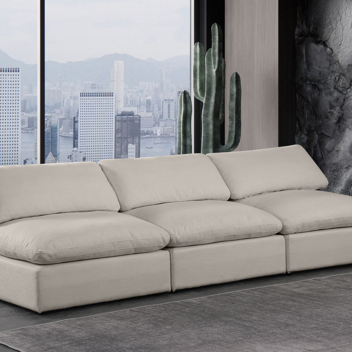 Comfy - Linen Modular Armless Sofa 3 Seats