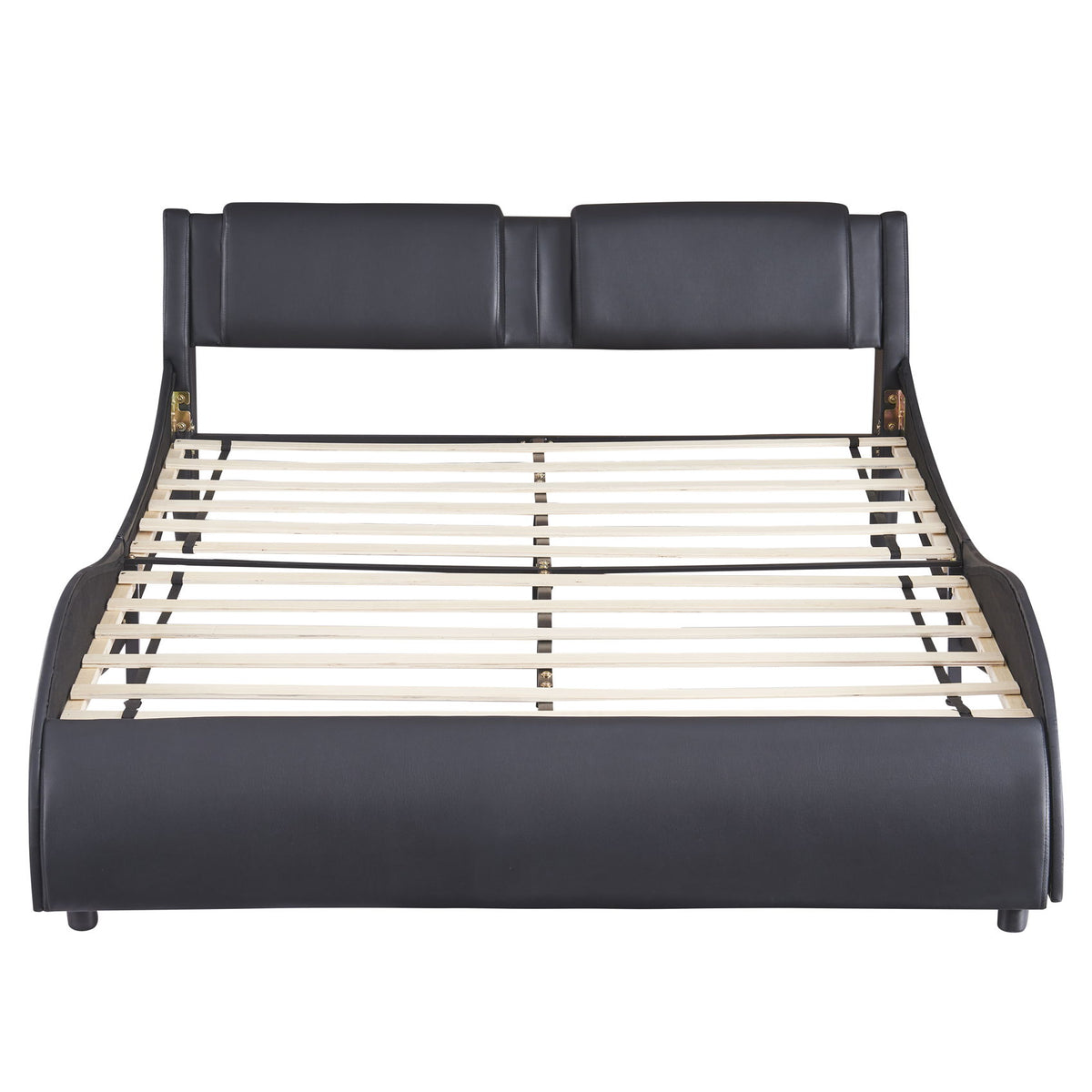 Upholstered Platform Bed With LED Light, Frame Slatted