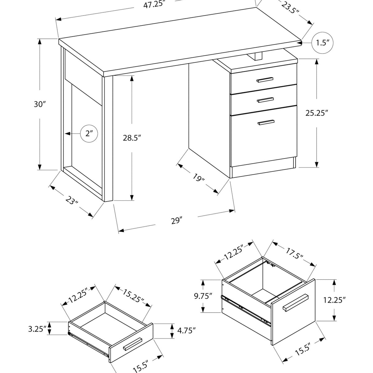 Computer Desk For Home Office Laptop, Left, Right Set - Up, Storage Drawers