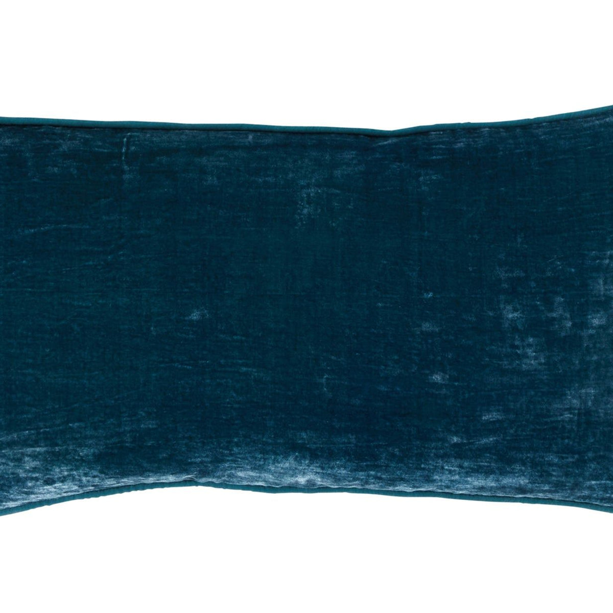 22x22 rectangular pillow in dark teal textured fabric with stitched edges