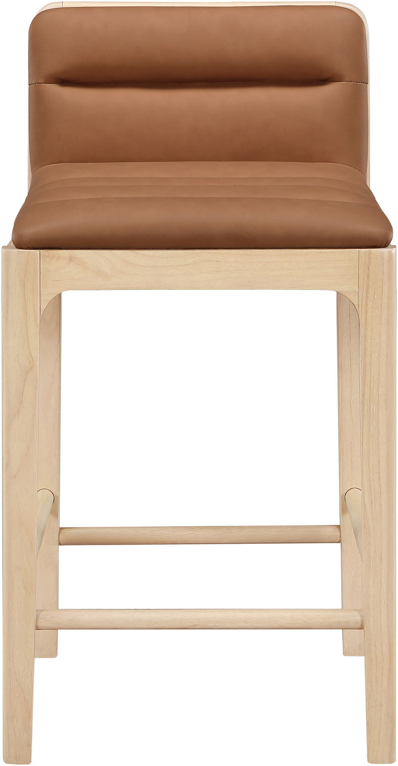Ellis - Vegan Leather Upholstered Counter Stool (Set of 2) - Natural Base