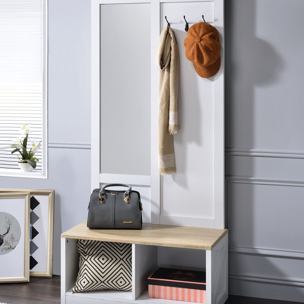 Melati - Hall Tree - Light Oak / White
