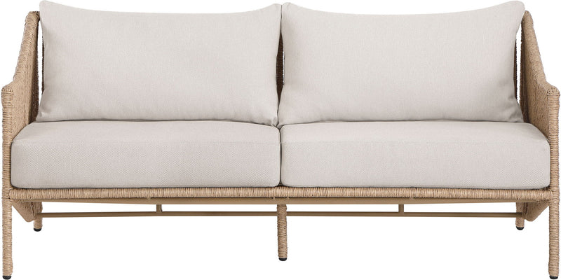 Coastline - Olefin Water Resistant Fabric And Wicker Outdoor Patio Loveseat - Beige