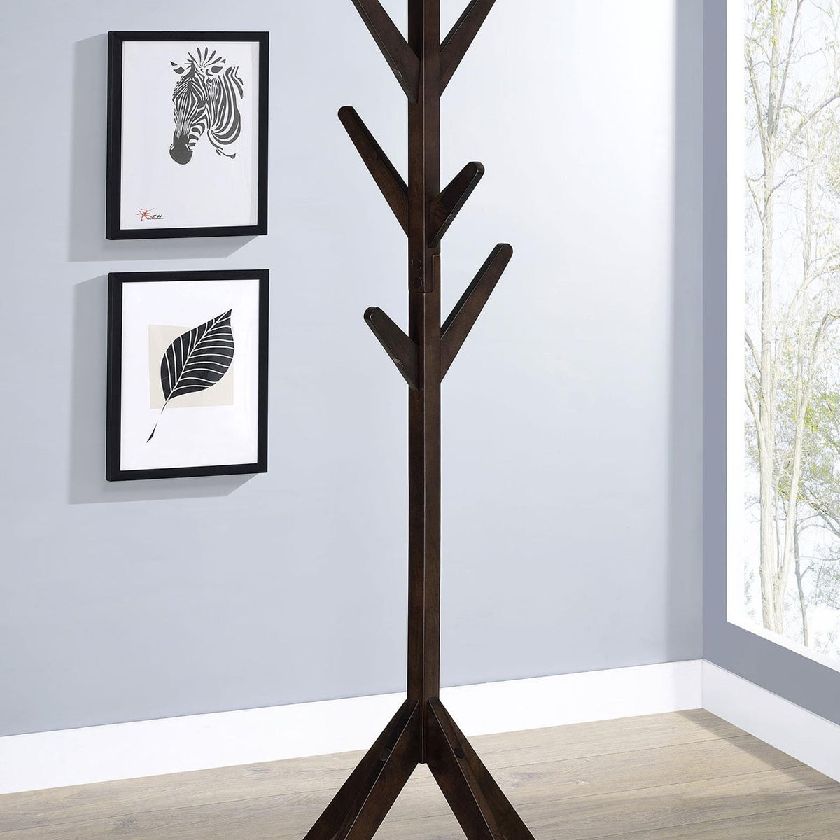 Margaret Solid Wood Coat Rack Clothing Hanger Cappuccino