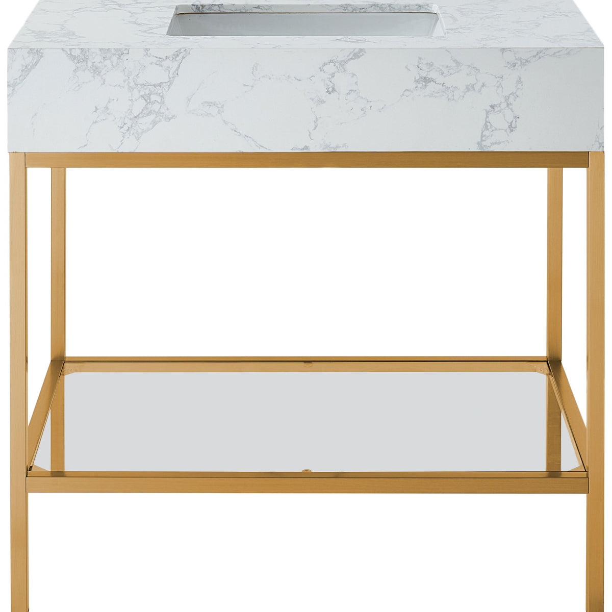 Marmo - Engineered Marble Bathroom Vanity With Gold Base