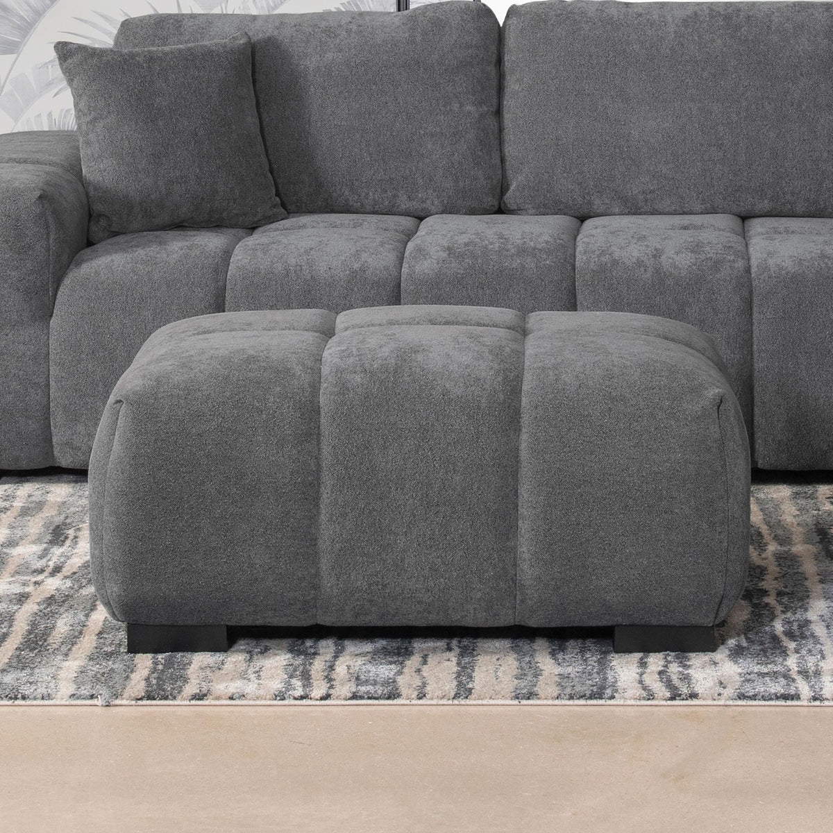 Octavia Upholstered Rectangular Ottoman Charcoal Grey