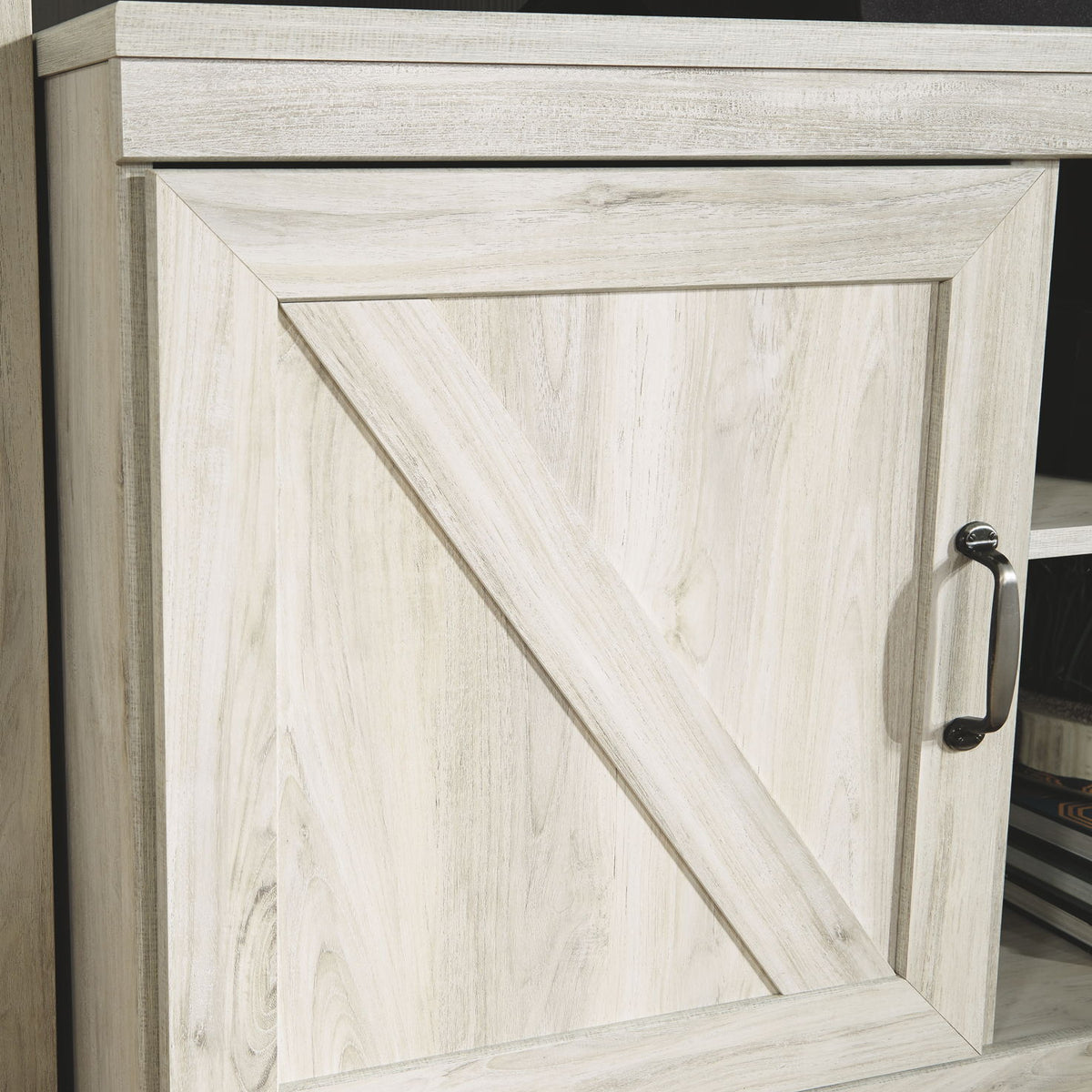 Bellaby - Entertainment Center - TV Stand With Faux Firebrick Fireplace Insert - Whitewash