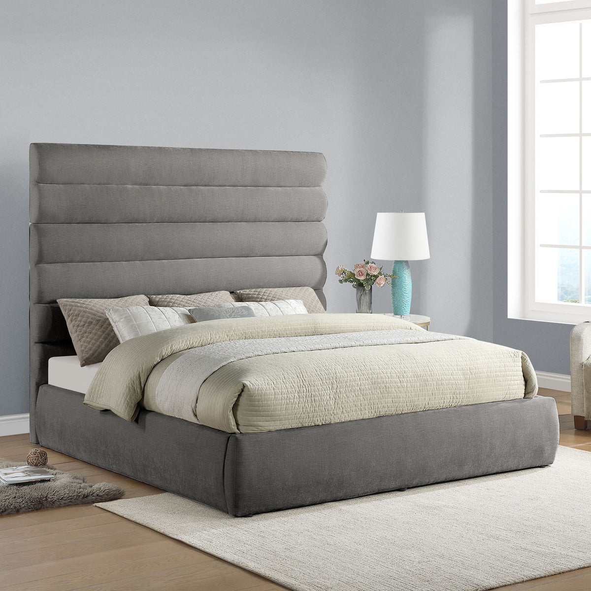 Adam - Chenille Fabric Bed With 70.5" Headboard