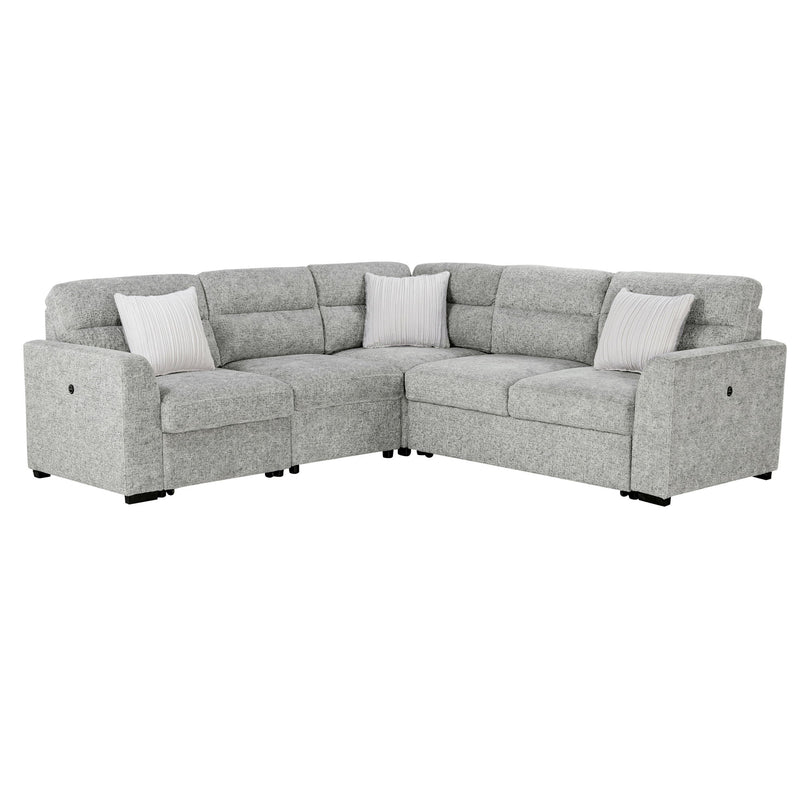 Emiliano - Sectional Sofa With 3 Pillows - Nickel