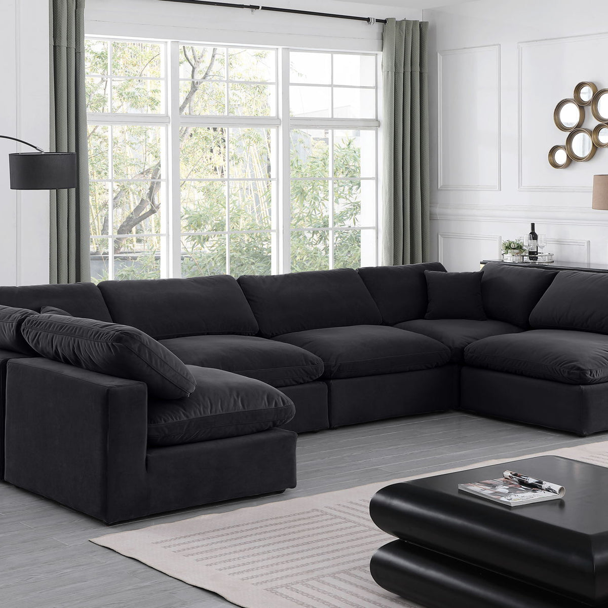 Comfy - 6 Piece Velvet Modular Armless Sectional