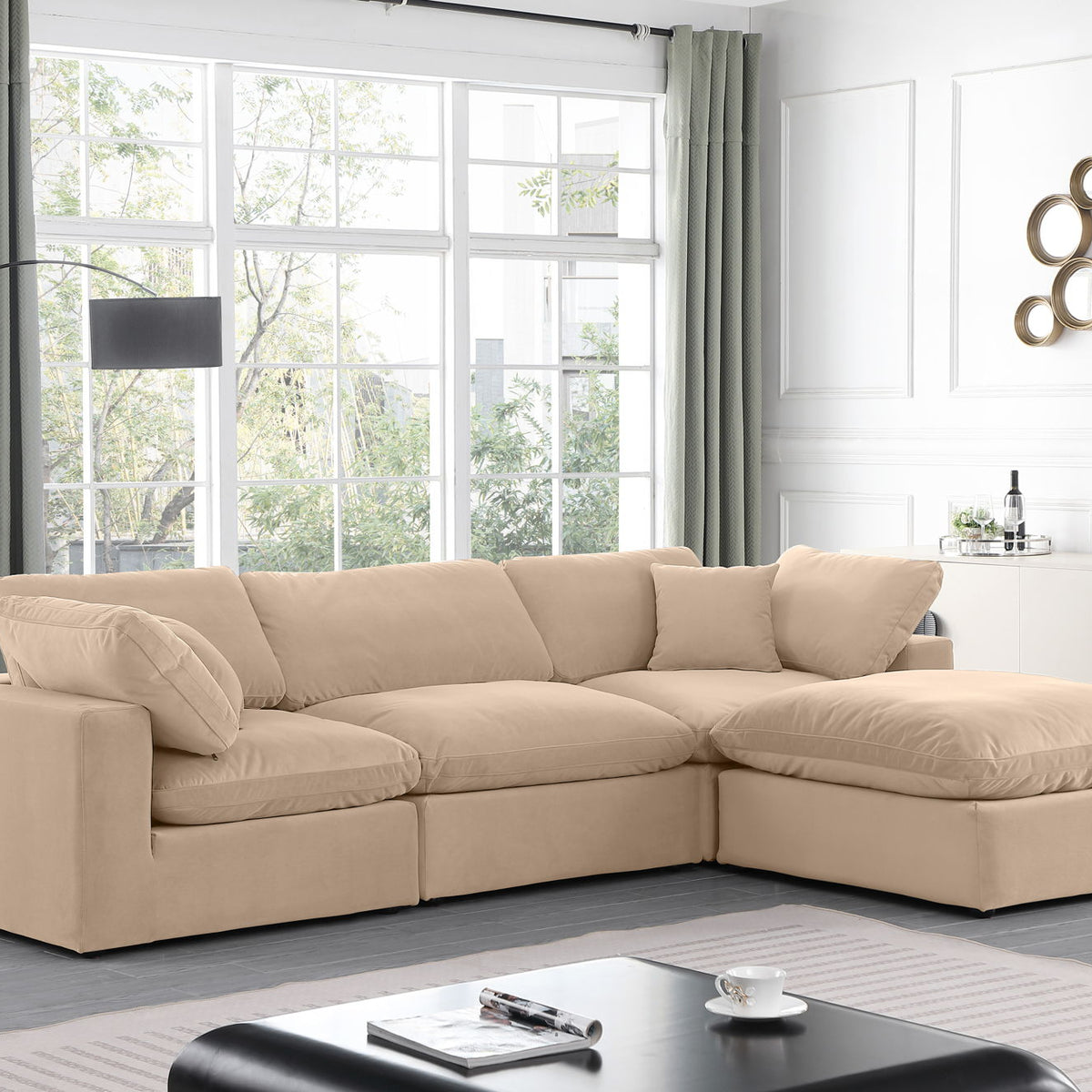 Comfy - 4 Piece Velvet Modular Sectional With Chaise
