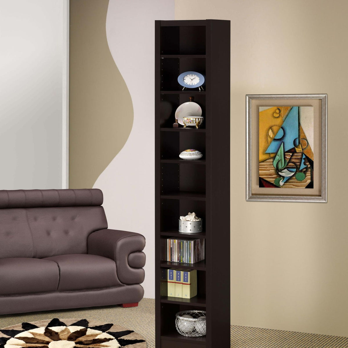 Eliam 71-inch 8-shelf Bookcase Cappuccino