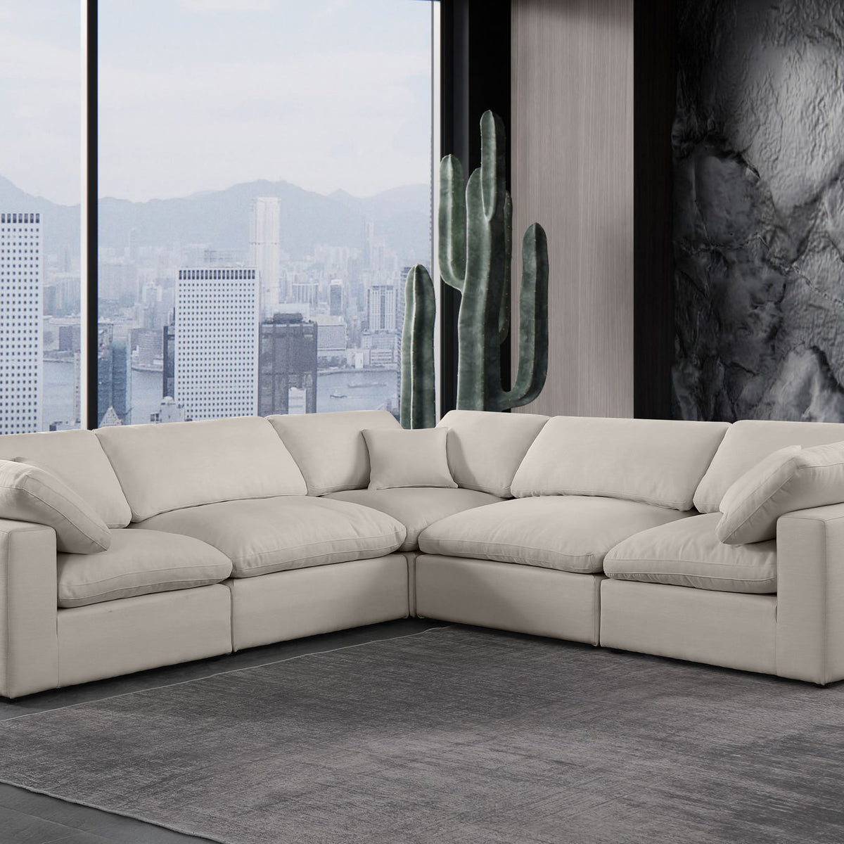 Comfy - 5 Piece Linen Modular Corner Sectional