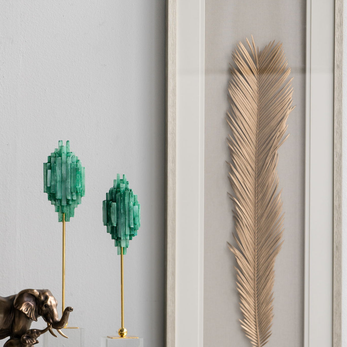 Leaf Framed Wall Art, Wall Decor For Living Room Dining Room Office Bedroom - Gold