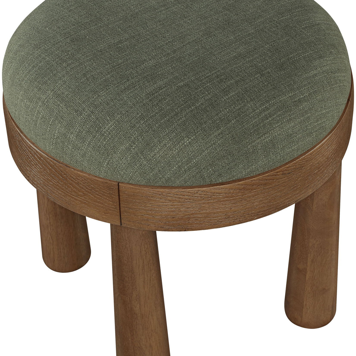 Larea - Linen Textured Fabric Upholstered Ottoman - Walnut Base