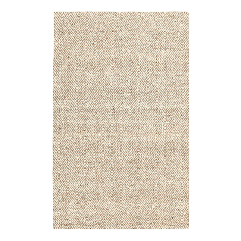 Beige herringbone chenille area rug with allover chevron pattern