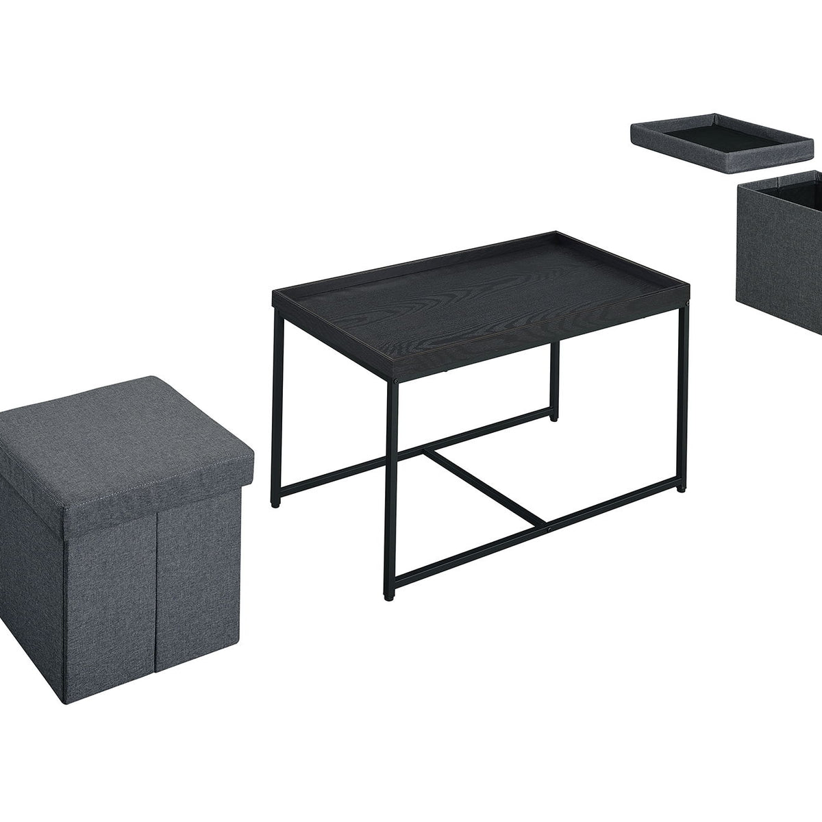 Monty - Wood Grain 3 Piece Coffee Table Set With Raised Edges (Set of 3)