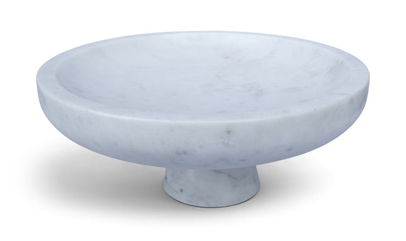 Simpson genuine marble bowl with a round light-gray top and pedestal base