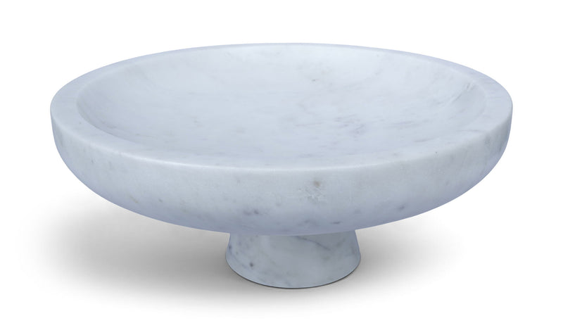 Simpson genuine marble bowl with a round light-gray top and pedestal base