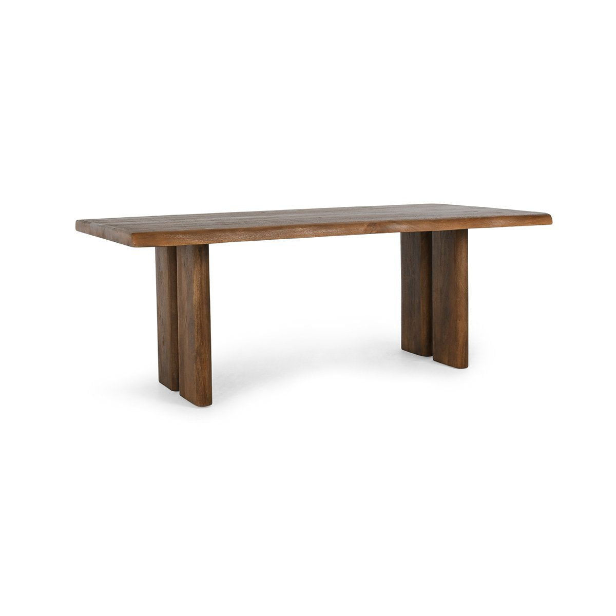 Artisan brown rectangular dining table with thick corner legs