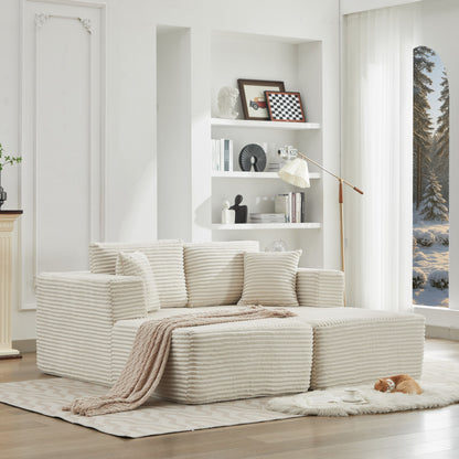 106' Cloud Sectional Couch Double Chaise Lounges(Single Seats not included),Deep Seat Modern Modular Sofa for Living Room,No Assembly Required,Beige (Plush Corduroy Fabric),SF502BG-DC