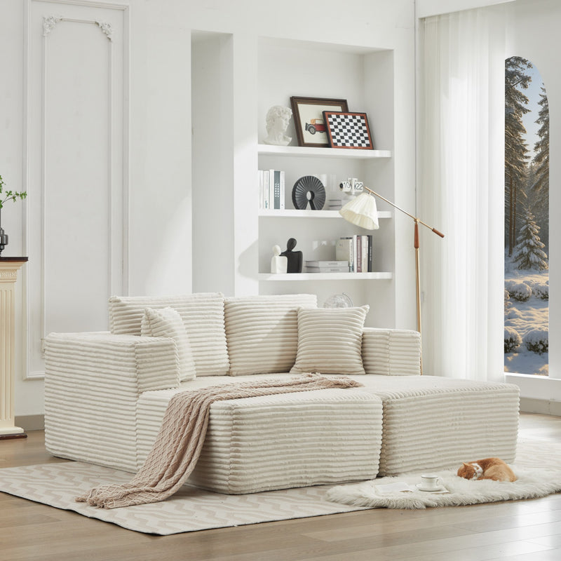 106' Cloud Sectional Couch Double Chaise Lounges(Single Seats not included),Deep Seat Modern Modular Sofa for Living Room,No Assembly Required,Beige (Plush Corduroy Fabric),SF502BG-DC
