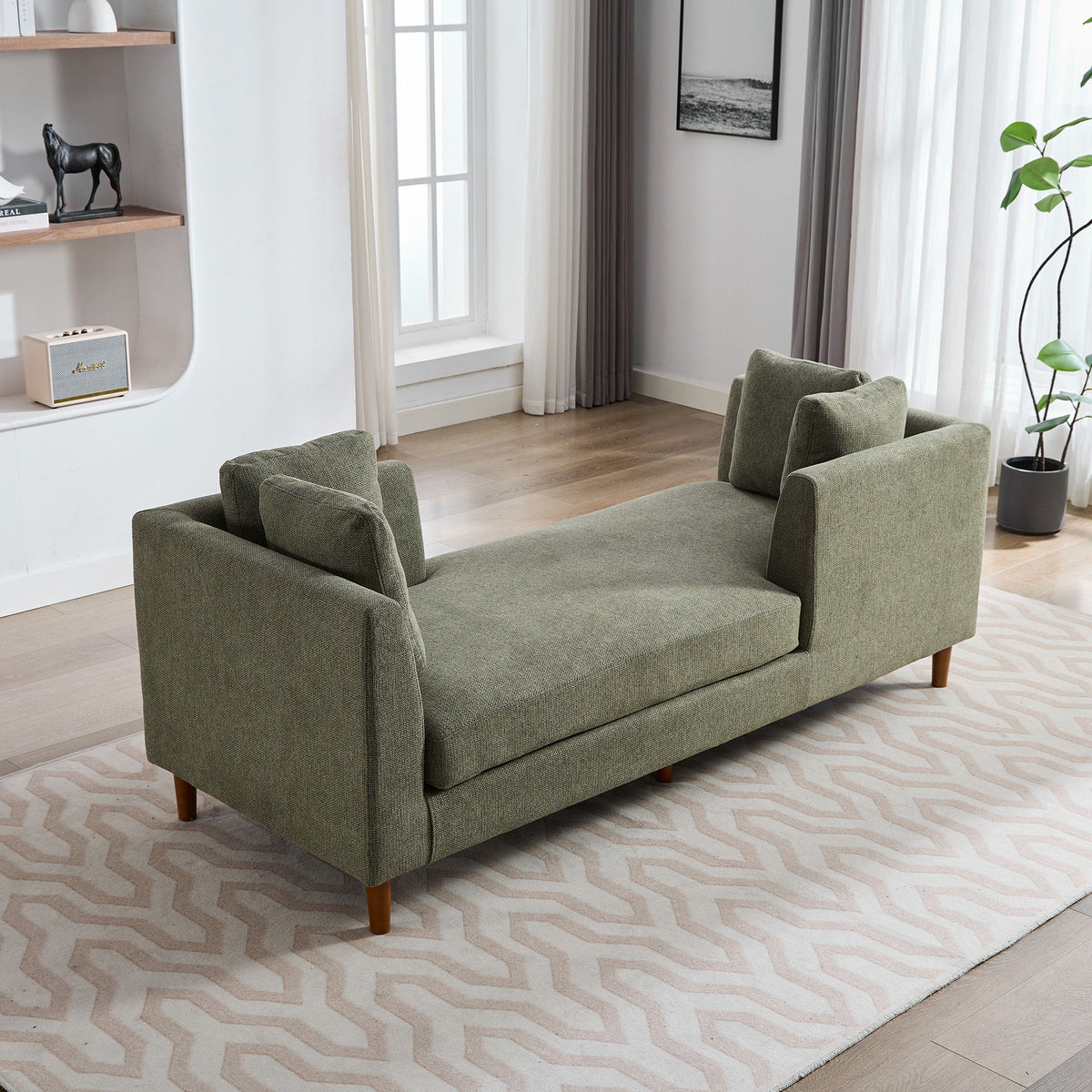 Wide Modern Double Sided Upholstered Chaise Lounge