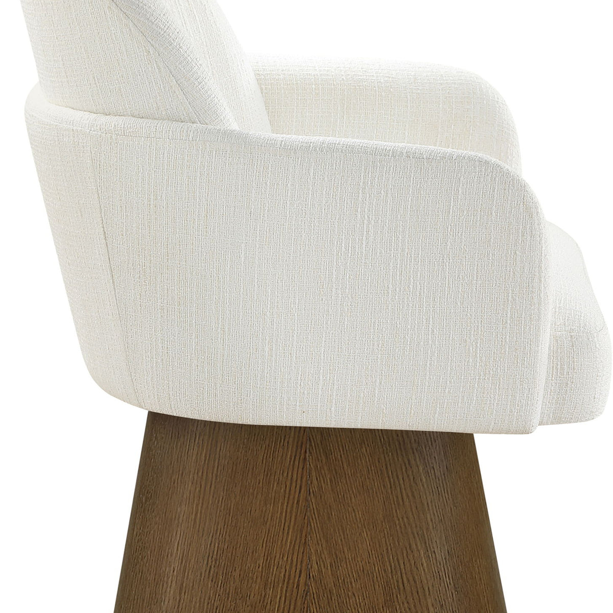 Marlowe - Linen Textured Fabric Upholstered Swivel Dining Arm Chair - Stained Brown