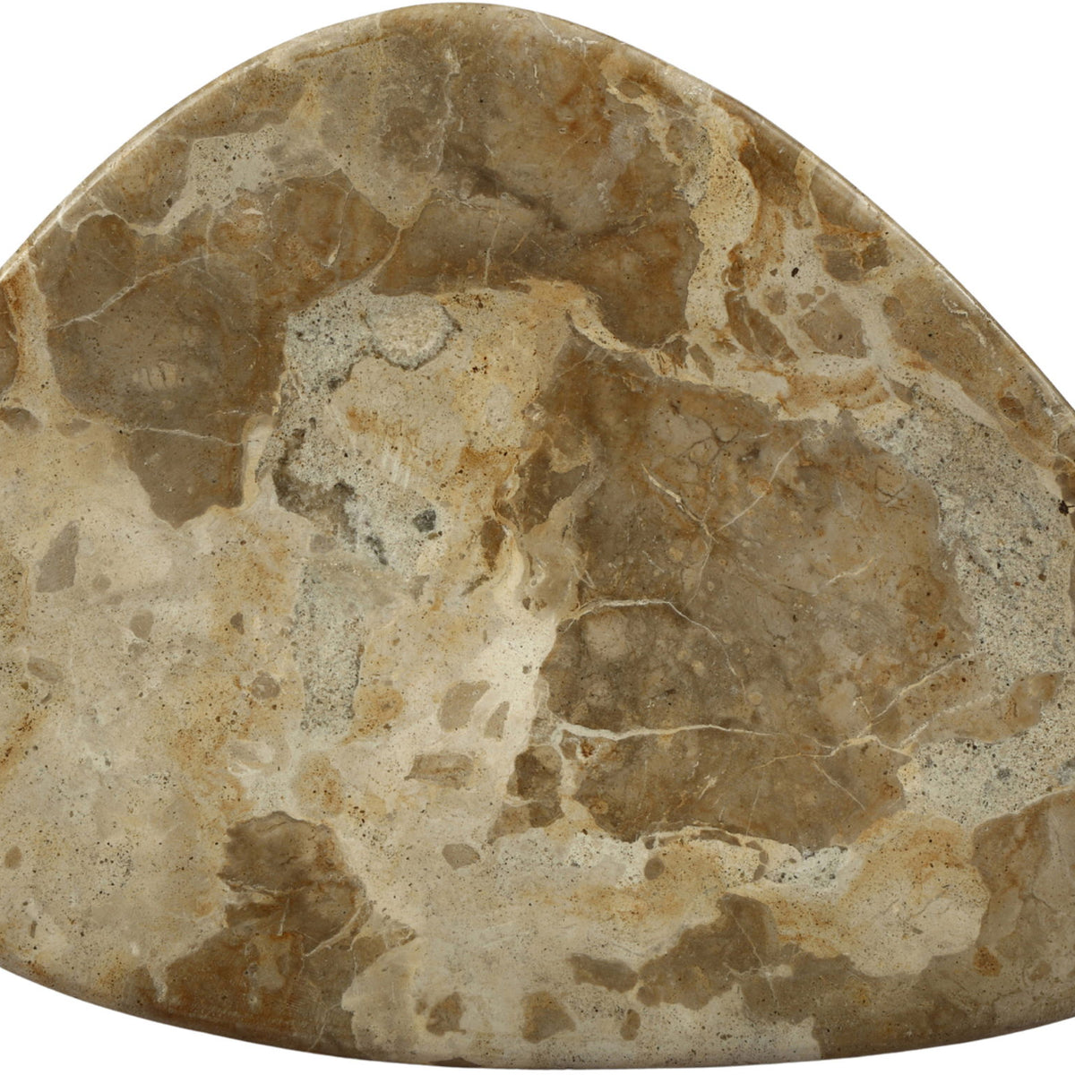 Whelan marble bowl in beige with green-white veining, smooth oval shape