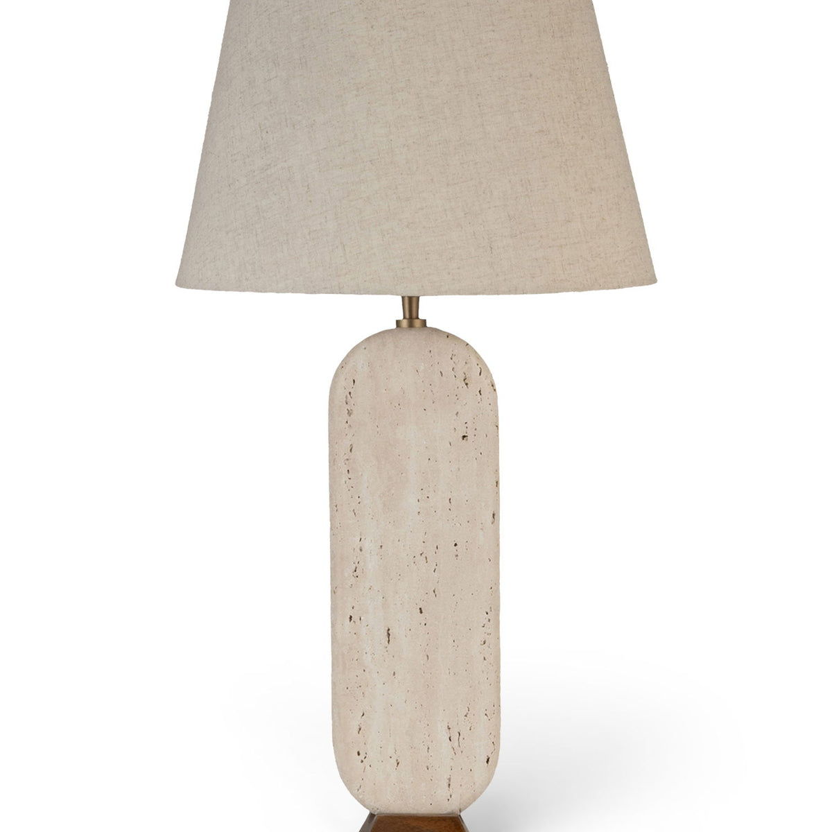 Solis - Genuine Marble And Mango Wood Base With Linen Textured Fabric Shade Table Lamp