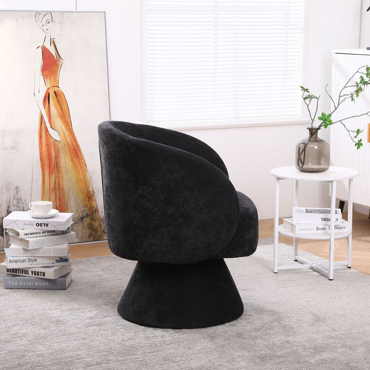 Swivel Accent Chair Armchair, Round Barrel Chair For Living Room Bedroom