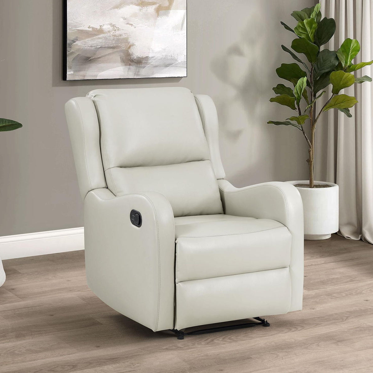 Kelsey Upholstered English Arm Recliner Chair Ivory