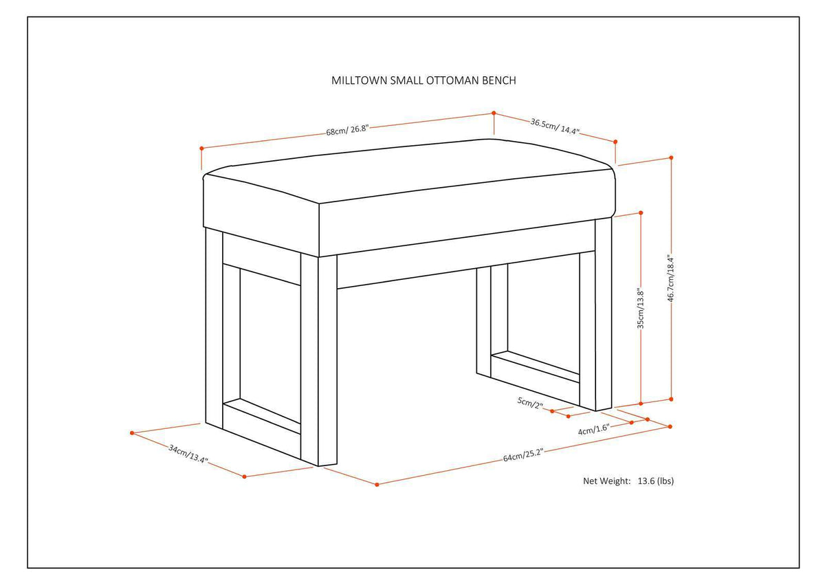 Milltown - Upholstered Ottoman Bench