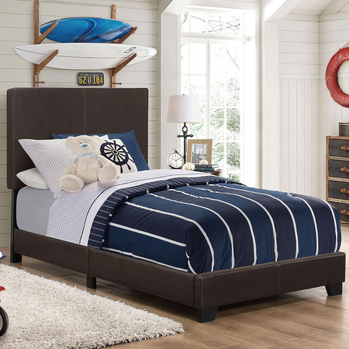 Dorian Faux Leather Upholstered Twin Panel Bed Brown