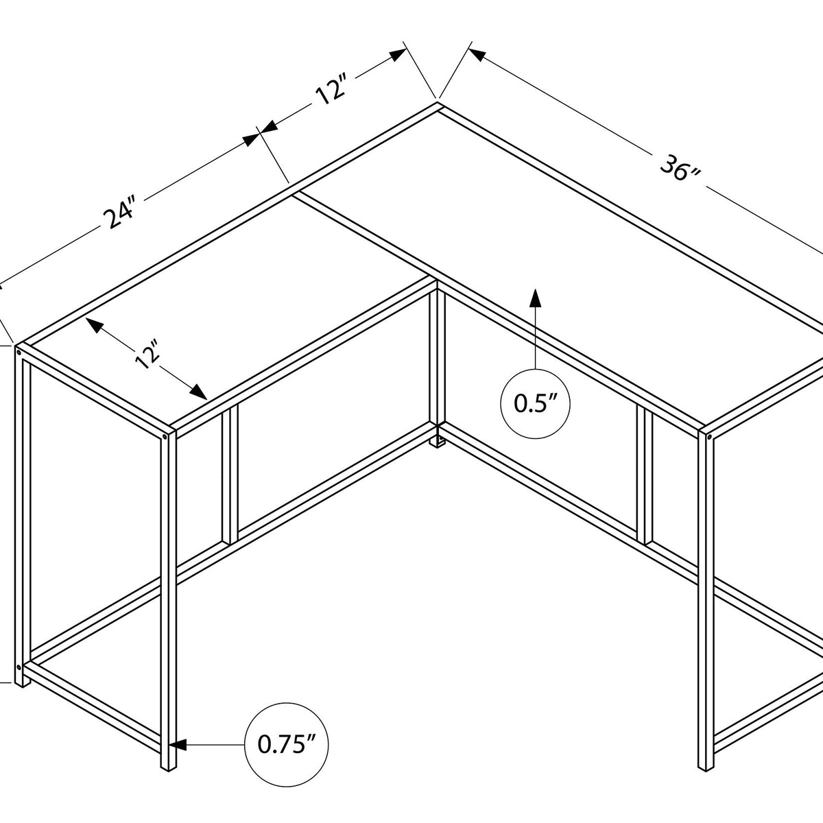 Corner Accent Console Table For Entryway, Unique L-Shaped Design