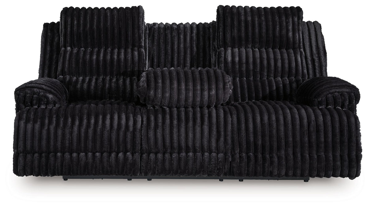 Rhine Falls - Reclining Power Sofa With Drop Down Table - Onyx