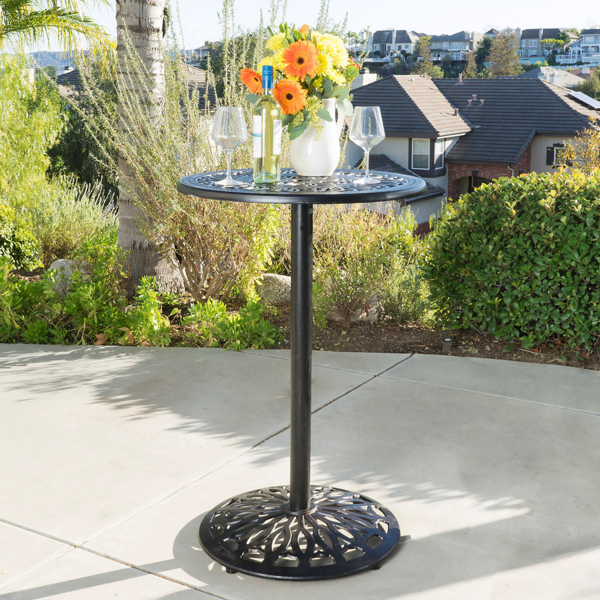 Phoebe - Outdoor Cast Bar Table - Black