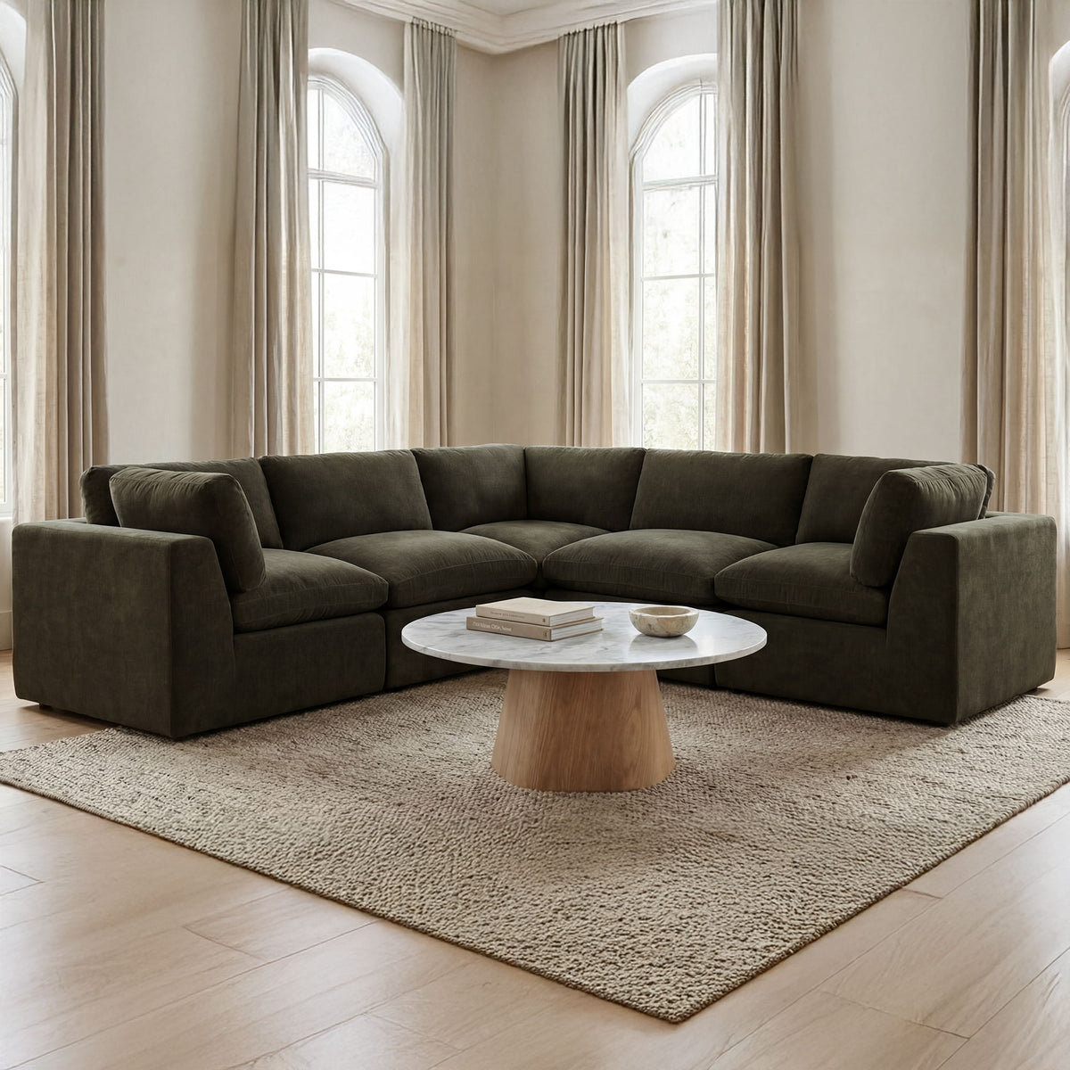 Cates - Classic L Modular Sectional - Dark Green