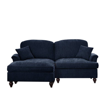 Mid-Century Chenille Loveseat - Blue Chenille