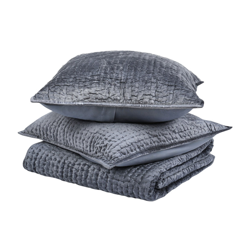 Bari - Velvet Quilt - Sea Fog