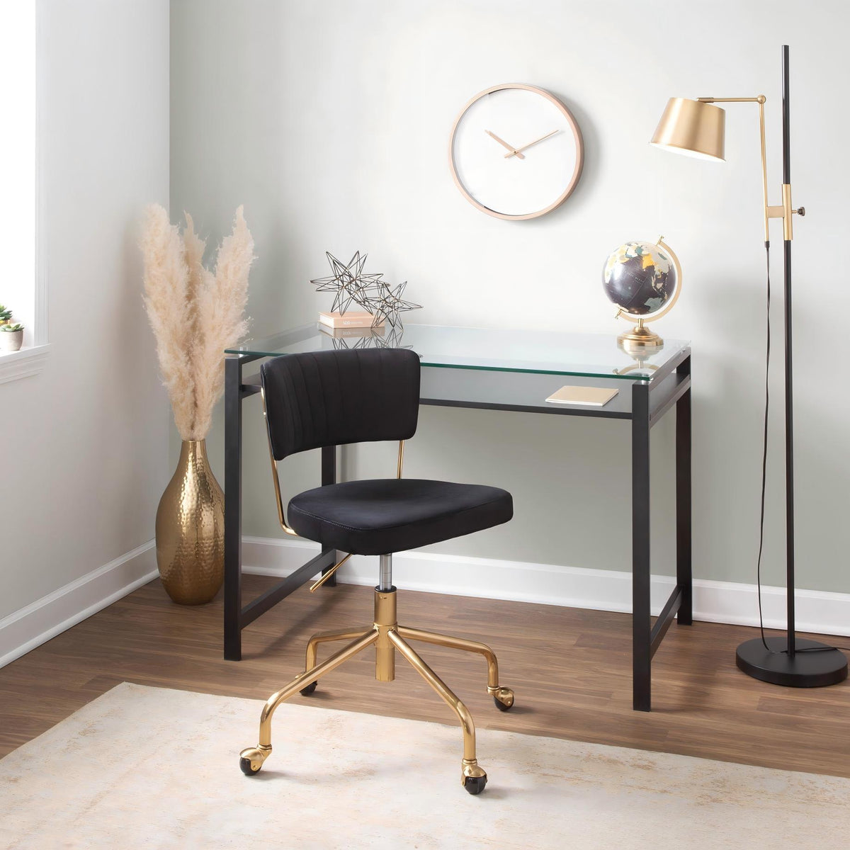 Metric - Industrial Floor Lamp - Black / Antique Brass