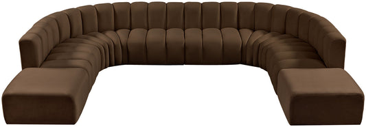 Arc - Velvet 10 Piece Modular Sofa - Brown