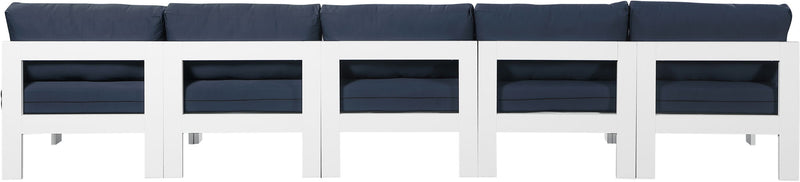 Nizuc - Outdoor Patio 5 Seat Modular Armless Sofa With White Frame