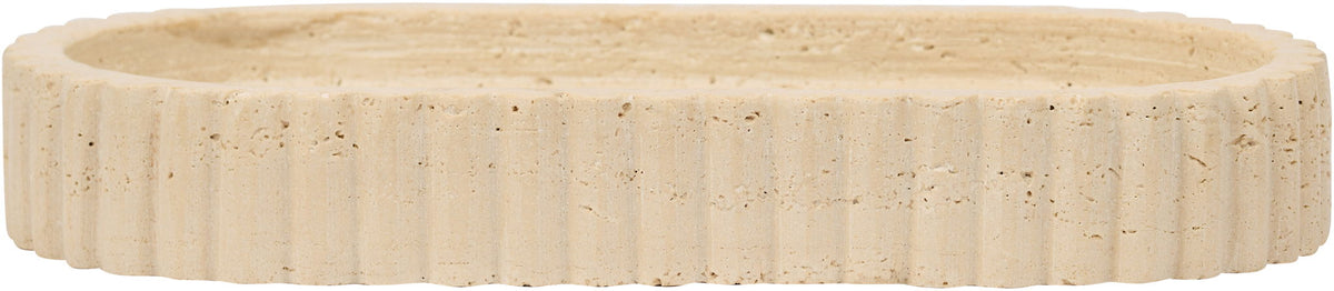 Travertine tray in ivory with scalloped edges