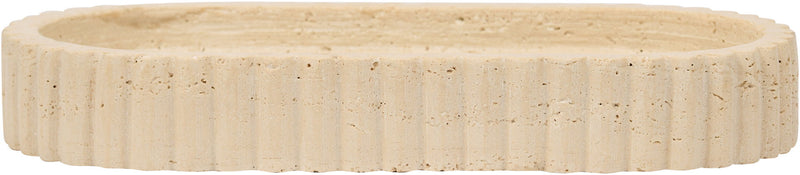 Travertine tray in ivory with scalloped edges