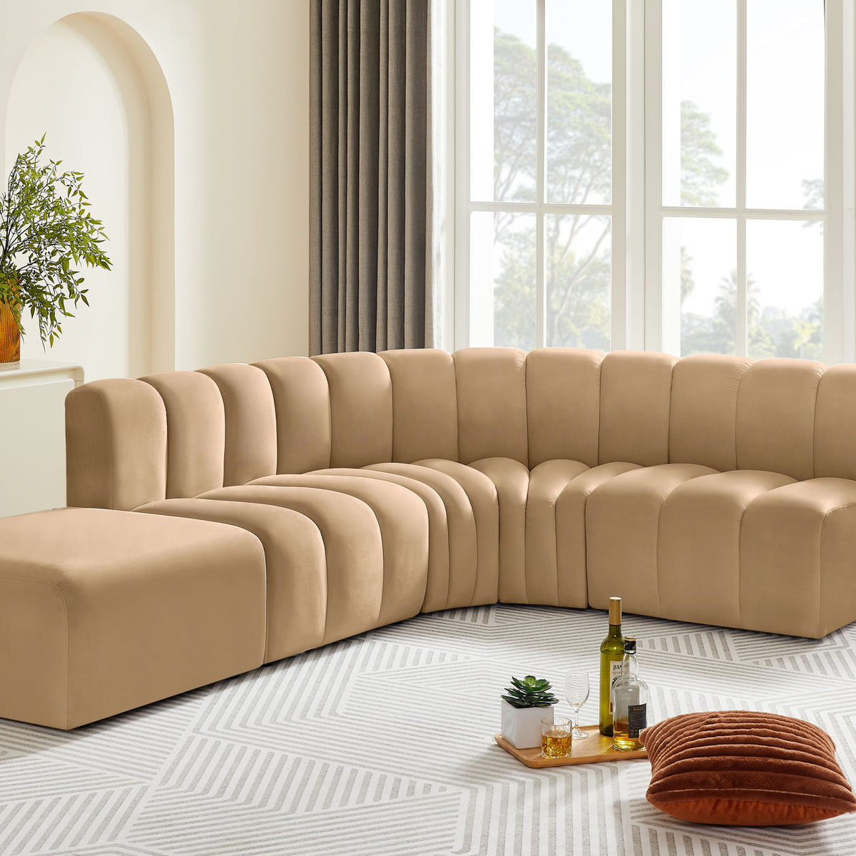 Arc - Velvet 5 Piece Corner Modular Sofa